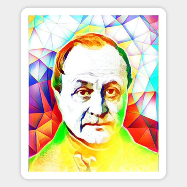 Auguste Comte Colourful Portrait | Auguste Comte Artwork 11 Magnet by JustLit